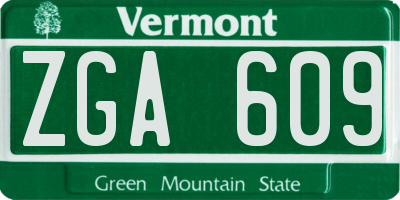 VT license plate ZGA609