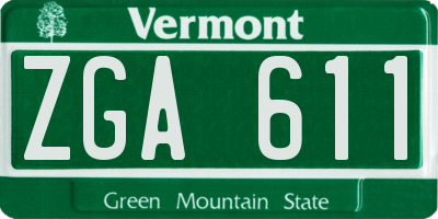VT license plate ZGA611