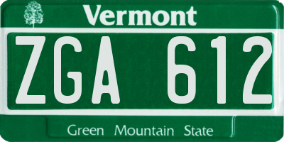 VT license plate ZGA612
