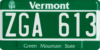 VT license plate ZGA613
