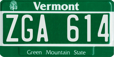 VT license plate ZGA614