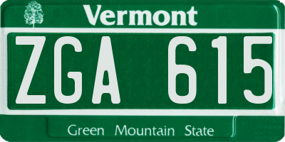 VT license plate ZGA615
