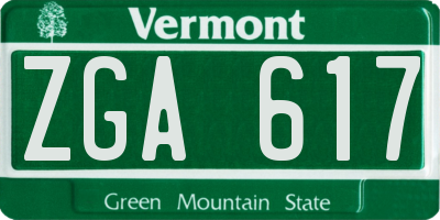 VT license plate ZGA617