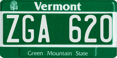 VT license plate ZGA620