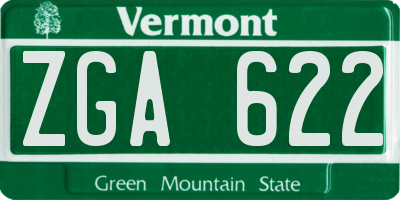 VT license plate ZGA622