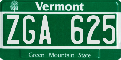VT license plate ZGA625