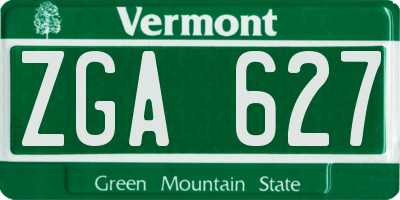VT license plate ZGA627