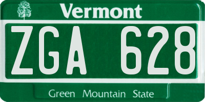VT license plate ZGA628