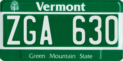 VT license plate ZGA630