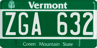 VT license plate ZGA632