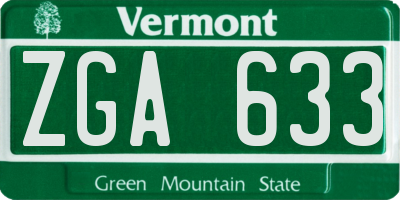 VT license plate ZGA633