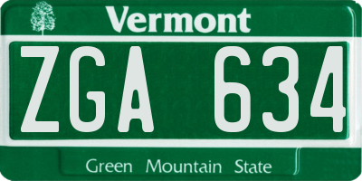 VT license plate ZGA634
