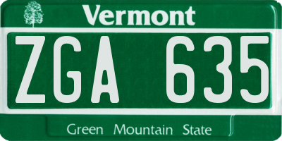 VT license plate ZGA635