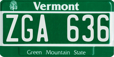 VT license plate ZGA636