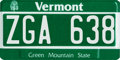 VT license plate ZGA638
