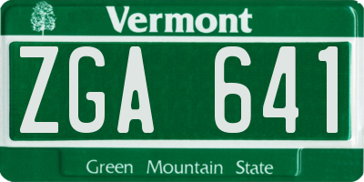 VT license plate ZGA641