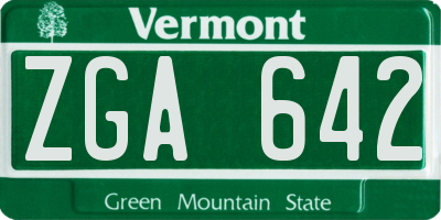 VT license plate ZGA642