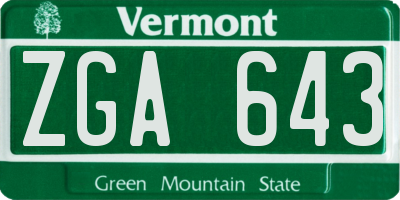 VT license plate ZGA643
