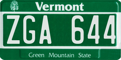 VT license plate ZGA644