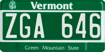 VT license plate ZGA646