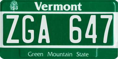 VT license plate ZGA647