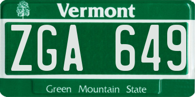 VT license plate ZGA649