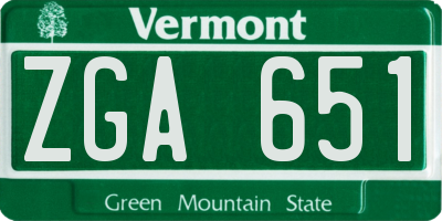 VT license plate ZGA651