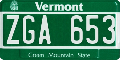 VT license plate ZGA653