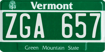 VT license plate ZGA657