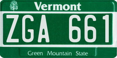 VT license plate ZGA661