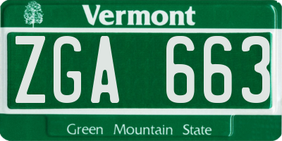 VT license plate ZGA663