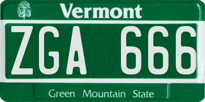 VT license plate ZGA666