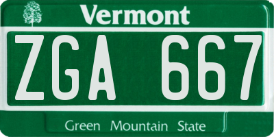 VT license plate ZGA667