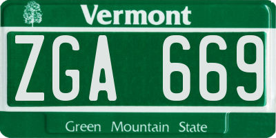 VT license plate ZGA669