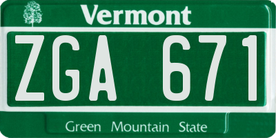 VT license plate ZGA671