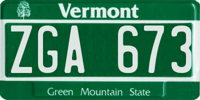VT license plate ZGA673