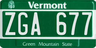 VT license plate ZGA677