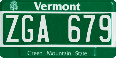 VT license plate ZGA679