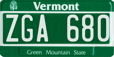 VT license plate ZGA680