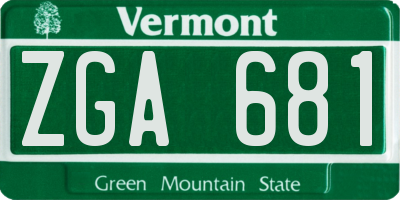 VT license plate ZGA681