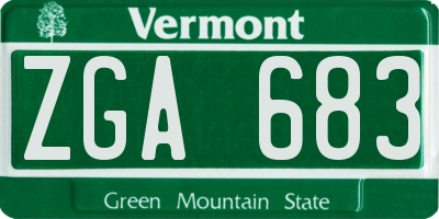 VT license plate ZGA683