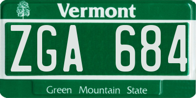 VT license plate ZGA684