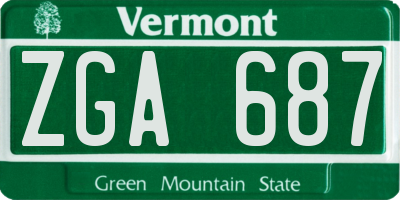 VT license plate ZGA687