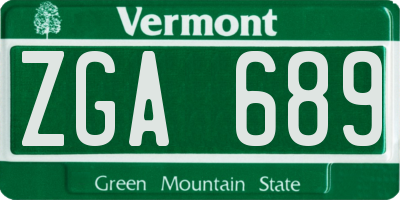 VT license plate ZGA689