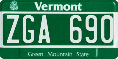 VT license plate ZGA690