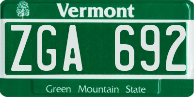 VT license plate ZGA692