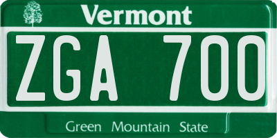 VT license plate ZGA700