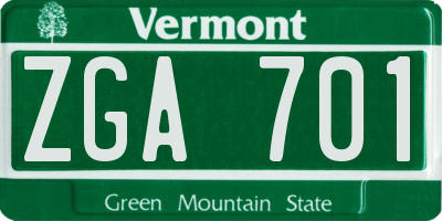 VT license plate ZGA701