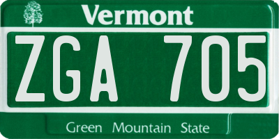 VT license plate ZGA705