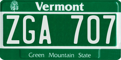 VT license plate ZGA707